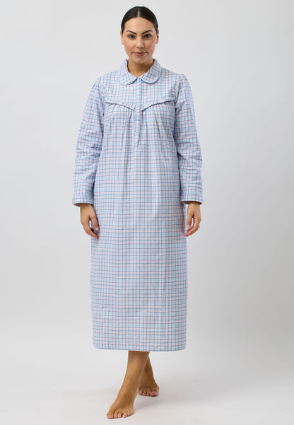 HOUNDSTOOTH COLLAR NIGHTIE BLUE - SK618H5