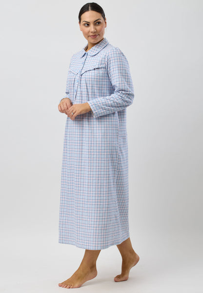 HOUNDSTOOTH COLLAR NIGHTIE BLUE - SK618H5