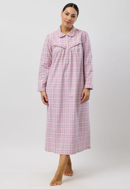 HOUNDSTOOTH COLLAR NIGHTIE PINK - SK618H5