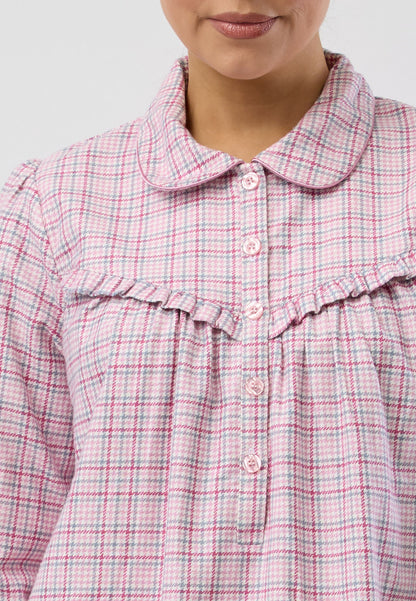 HOUNDSTOOTH COLLAR NIGHTIE PINK - SK618H5