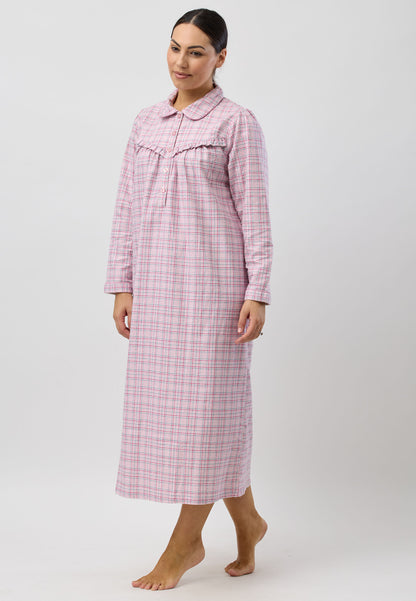 HOUNDSTOOTH COLLAR NIGHTIE PINK - SK618H5