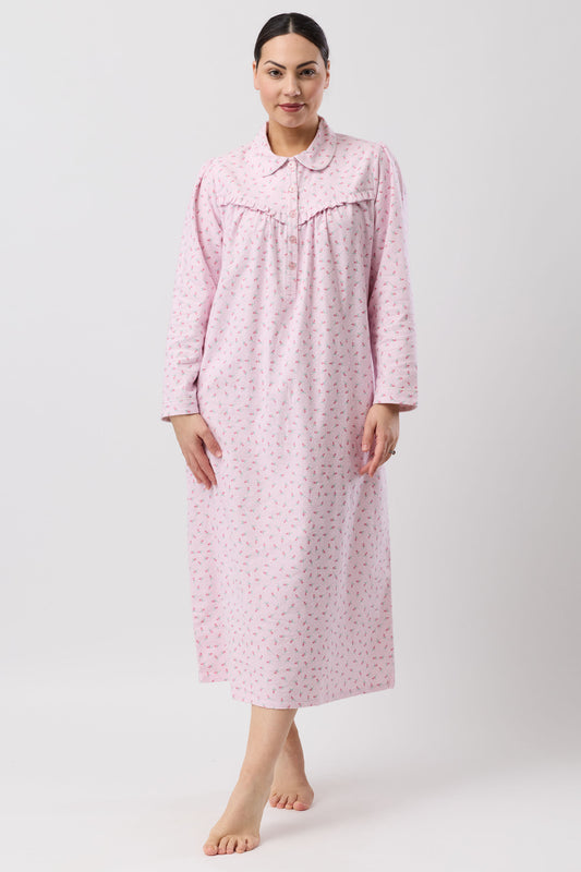 ROSE SPOT COLLAR NIGHTIE PINK - SK618R6