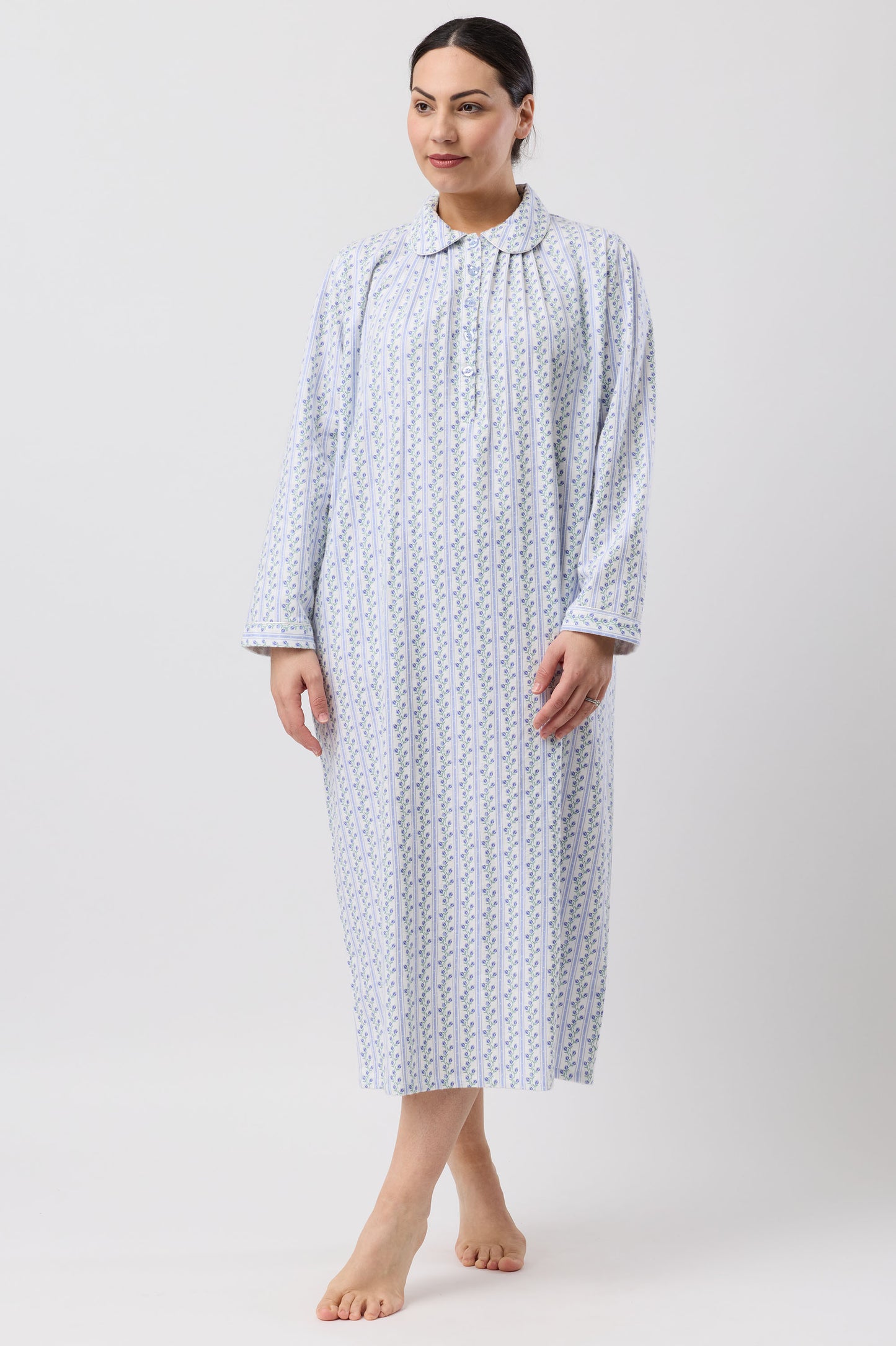 TULIP STRIPE COLLAR NIGHTIE BLUE - SK629T6