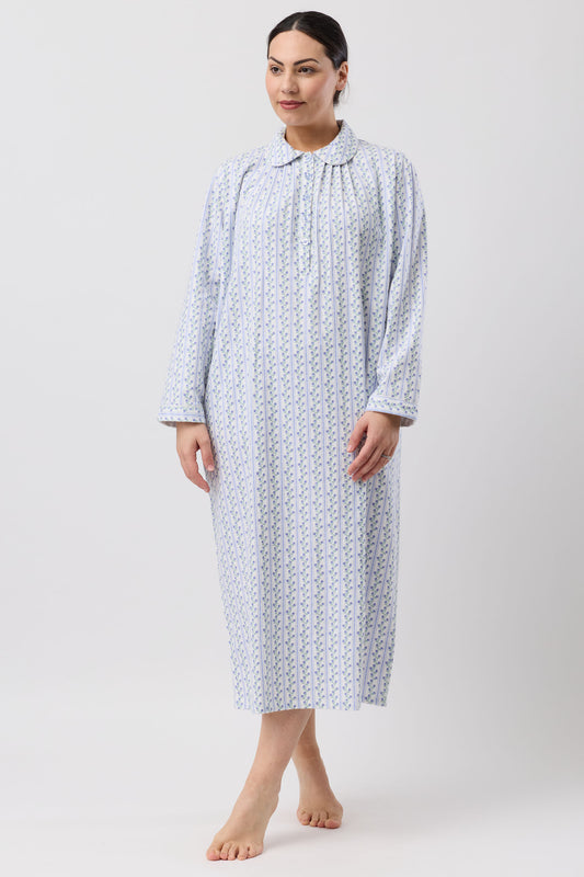 TULIP STRIPE COLLAR NIGHTIE BLUE - SK629T6