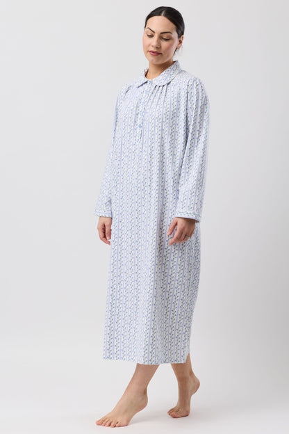 TULIP STRIPE COLLAR NIGHTIE BLUE - SK629T6