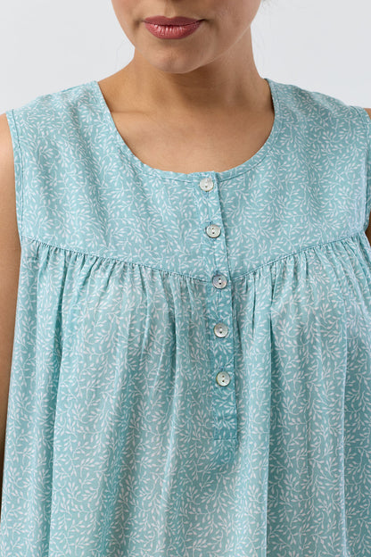 FOLIAGE SLEEVELESS NIGHTIE JADE - SK809F5