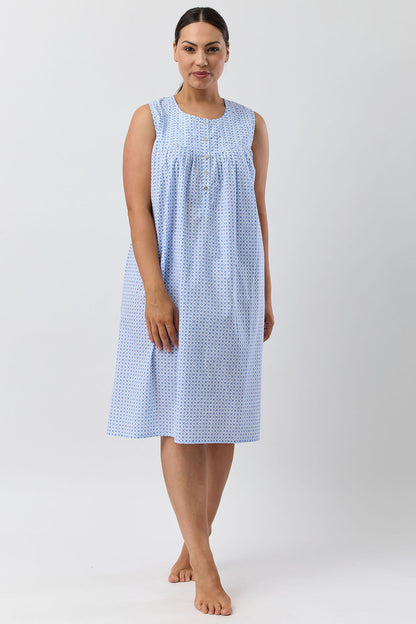 GEO SLEEVELESS NIGHTIE BLUE - SK813G5