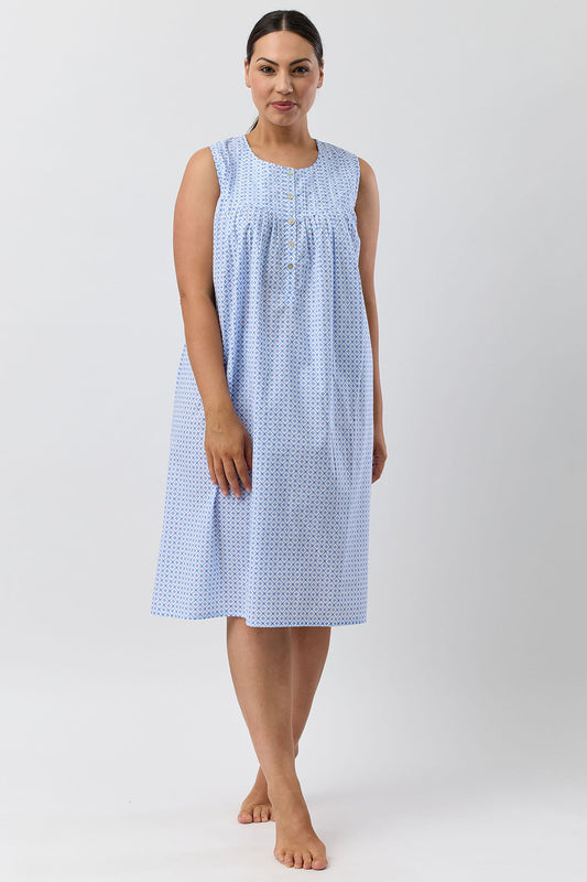 GEO SLEEVELESS NIGHTIE BLUE - SK813G5