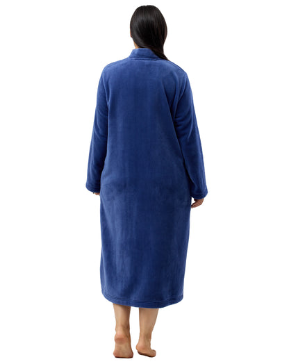 ZIP EMBROIDERED GOWN INDIGO - SK918