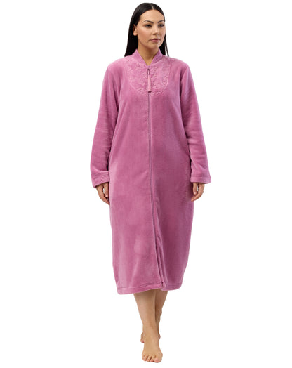 ZIP EMBROIDERED GOWN ROSE - SK918