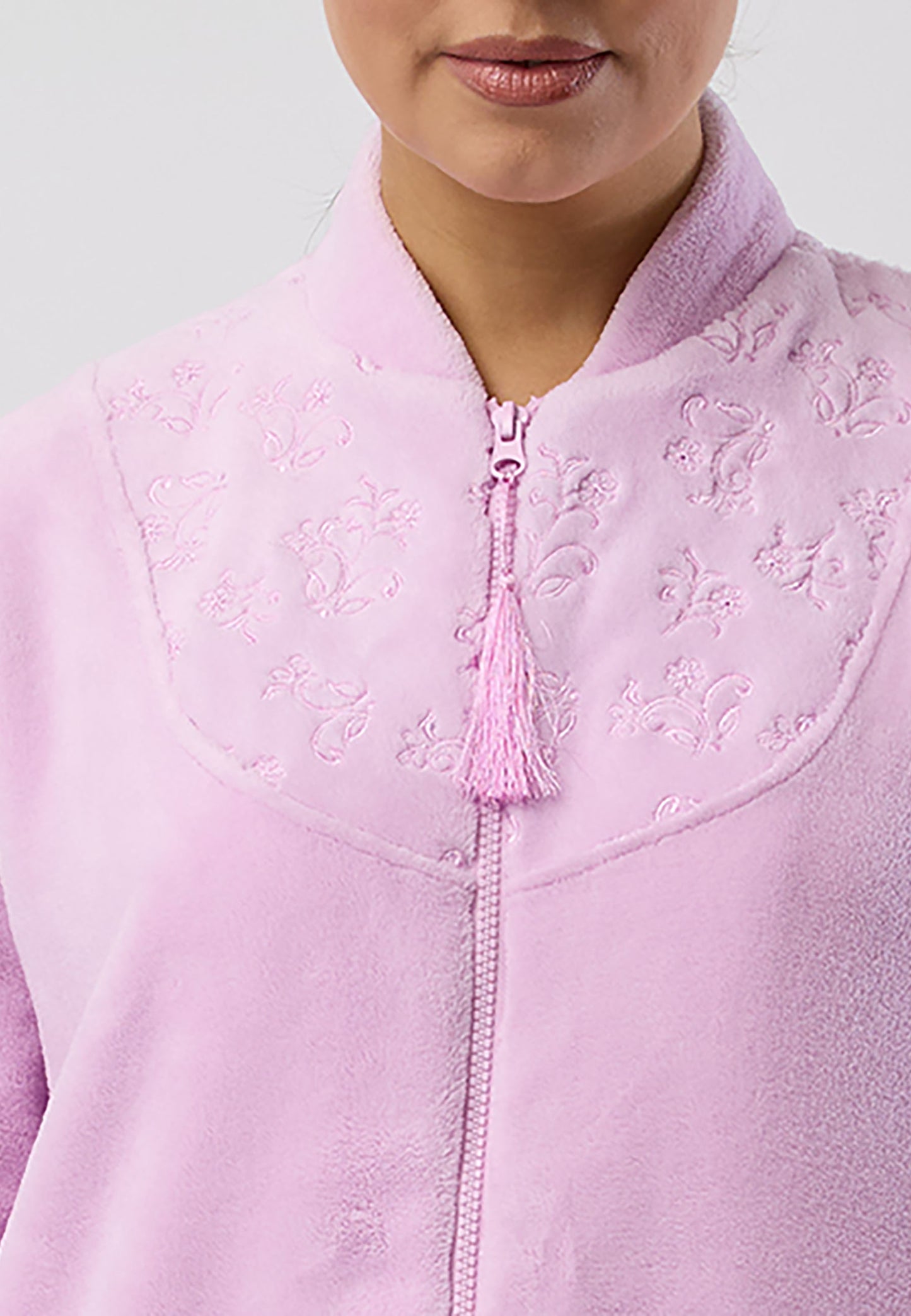 ZIP EMBROIDERED GOWN  LILAC - SK918