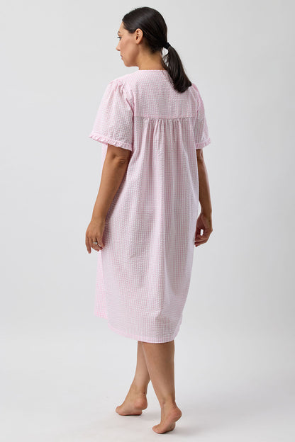 SEERSUCKER CHECK BRUNCH COAT PINK - SK926C5