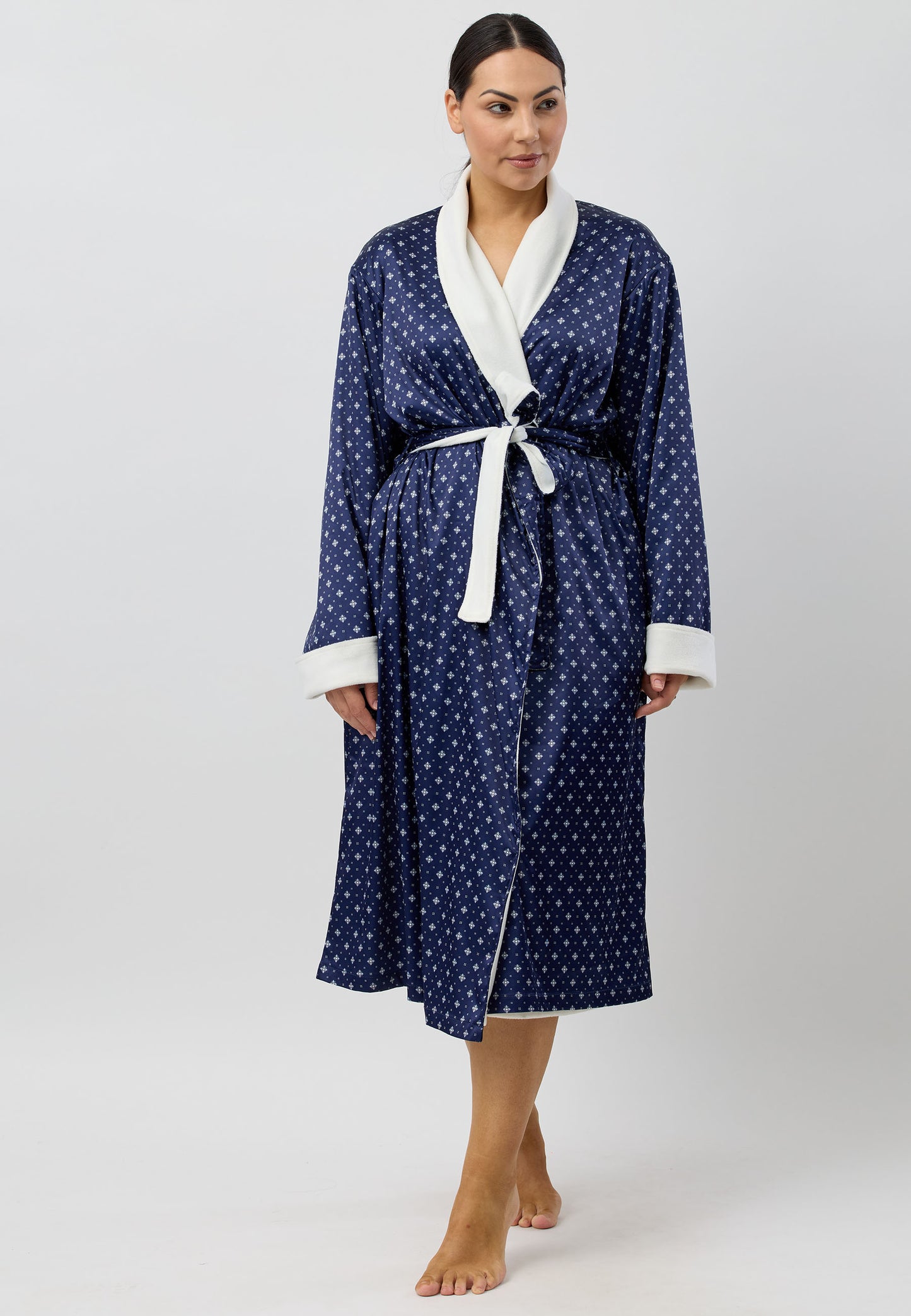 ART DECO SATIN ROBE NAVY - SK930A5