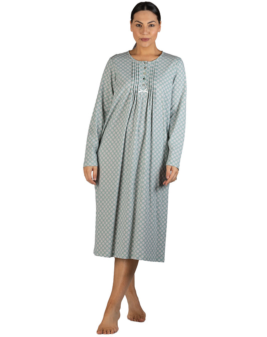 GEO PLEATED NIGHTIE MOSS - SK203G