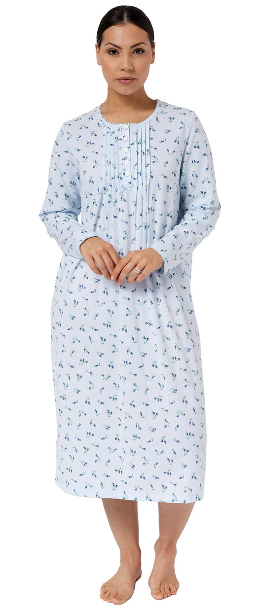 ROSEBUD PLEATED NIGHTIE BLUE - SK203R