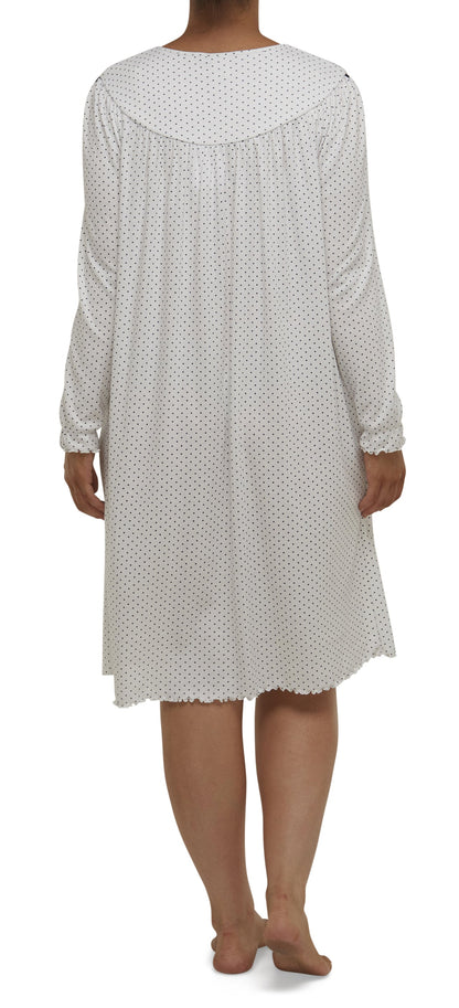 SPOT SMOCKING NIGHTIE / IVORY-SK206S