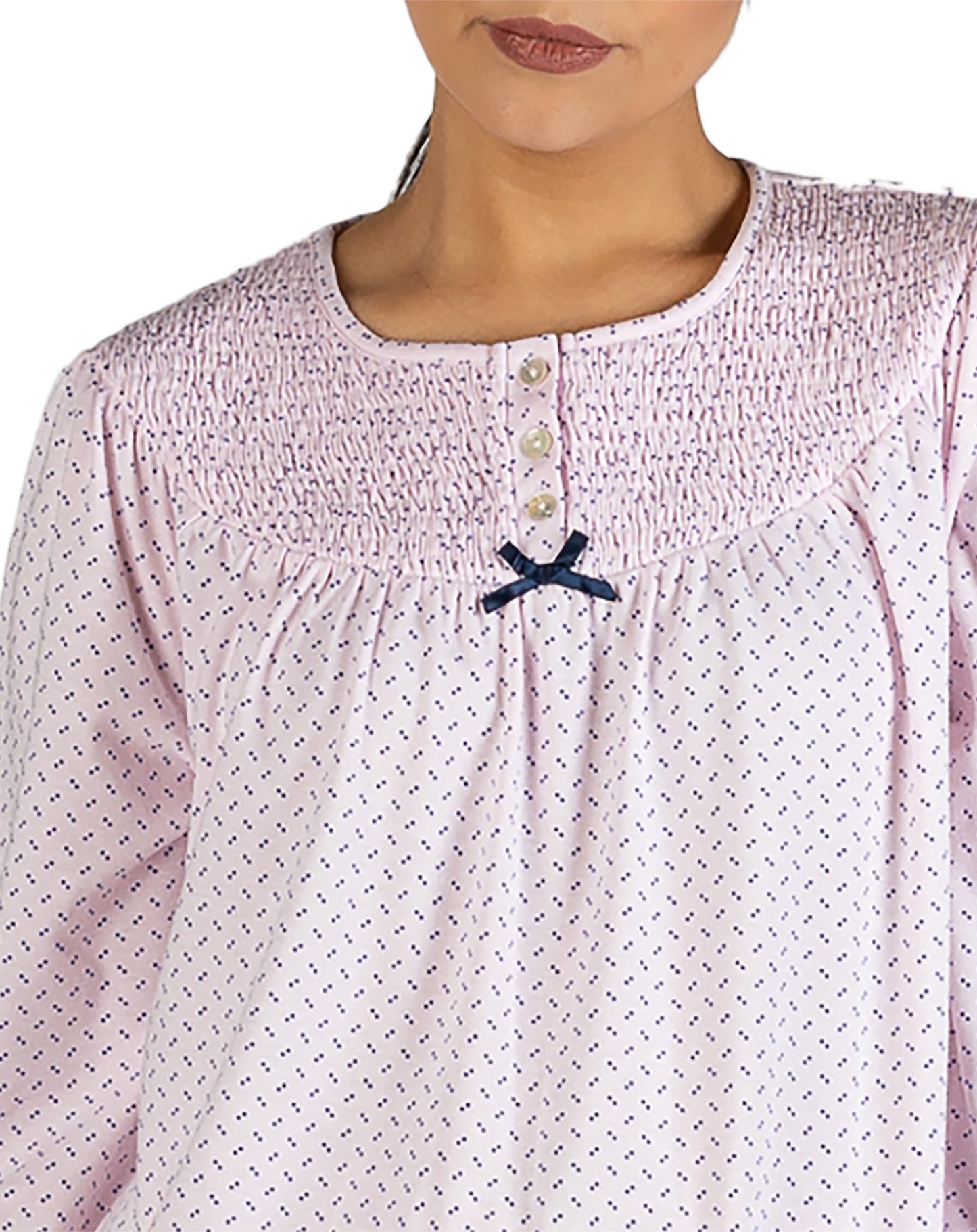SPOT SMOCKING NIGHTIE PINK - SK206S