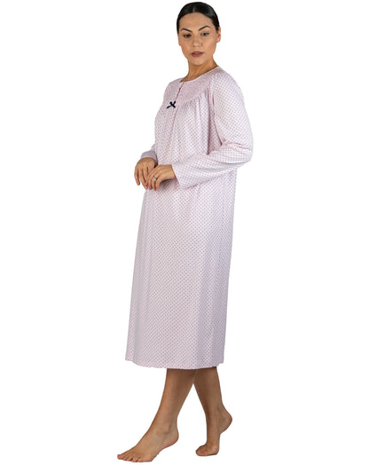 SPOT SMOCKING NIGHTIE PINK - SK206S