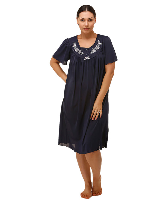 Short Sleeve Embroidered Trilobal Nite Navy - SK209TS3
