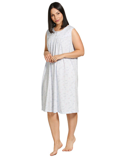SPRING FLOWERS SLEEVELESS NIGHTIE BLUE - SK401SF