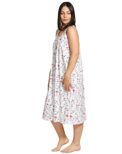 BUTTERFLIES SLEEVELESS NIGHTIE WHITE - SK410B