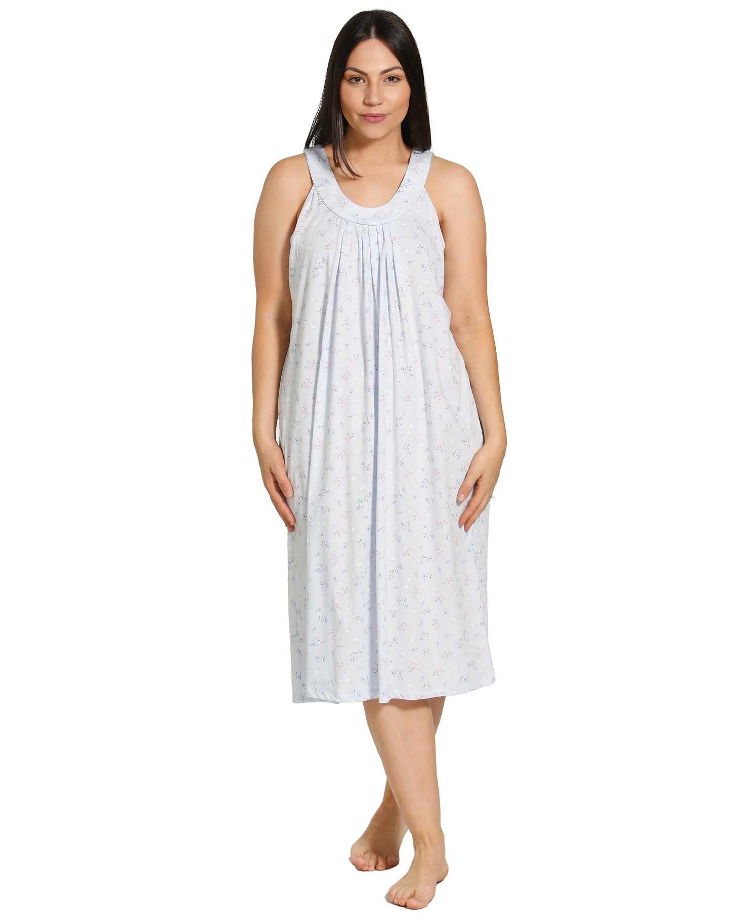 SPRING FLOWERS SLEEVELESS NIGHTIE BLUE - SK410SF