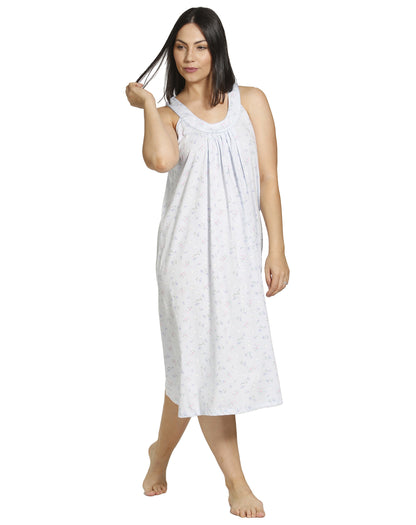 SPRING FLOWERS SLEEVELESS NIGHTIE BLUE - SK410SF