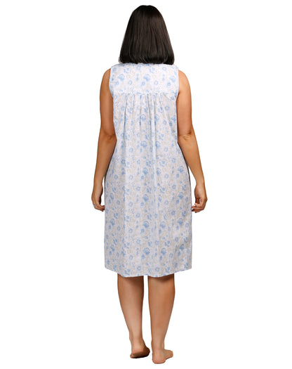 HIBISCUS SLEEVELESS NIGHTIE BLUE - SK801H