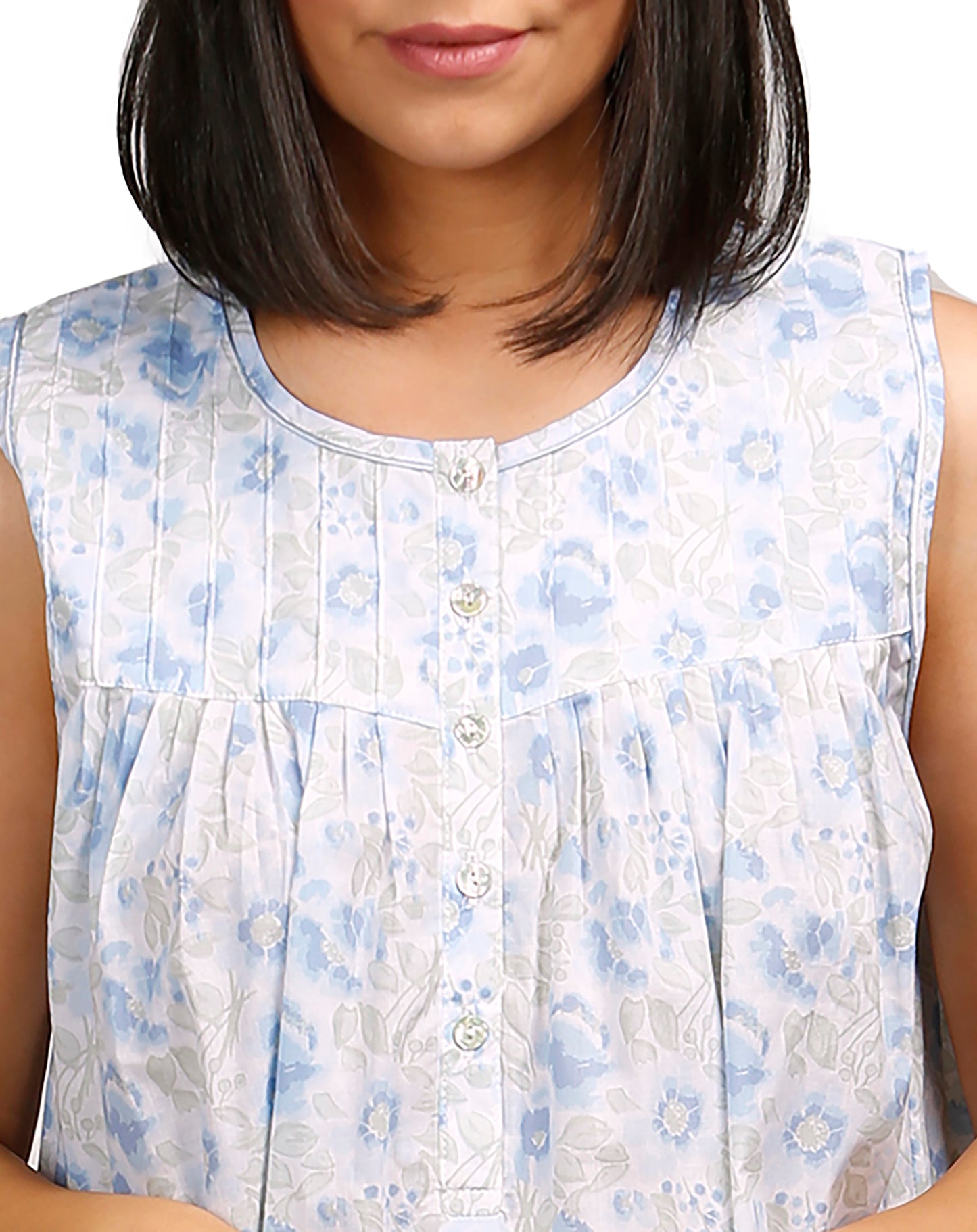 HIBISCUS SLEEVELESS NIGHTIE BLUE - SK801H