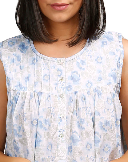HIBISCUS SLEEVELESS NIGHTIE BLUE - SK801H