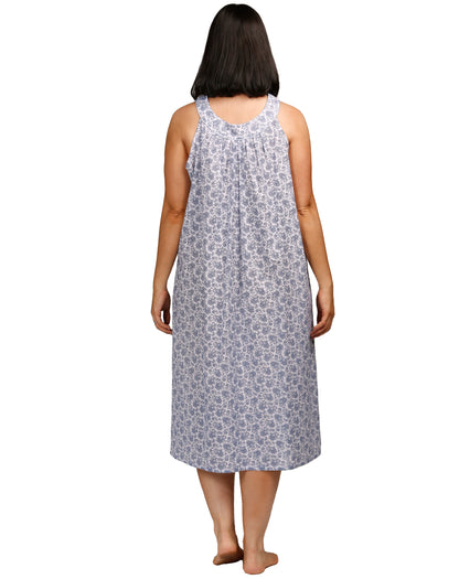 PAISLEY SLEEVELESS NIGHTIE BLUE - SK805P